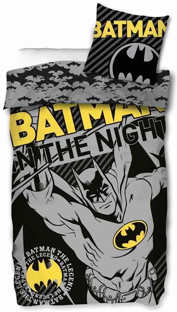 #3 - Batman sengetøj - 140x200 cm - In the night - 2 i 1 design - Batman sengesæt i 100% bomuld